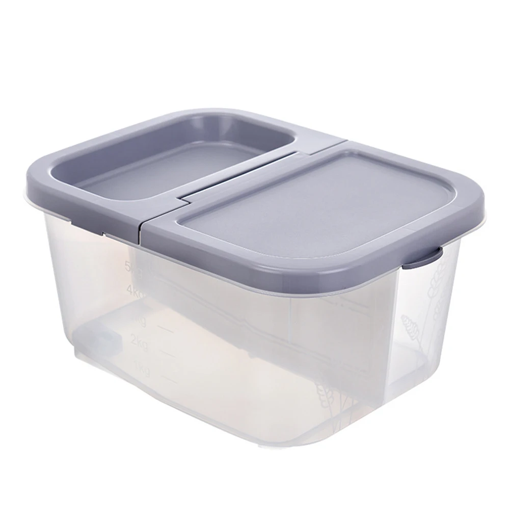 Grey Grains Cereal Flour Sealing Insect Resistant Snacks Rice Storage Box Home Kitchen With Lid Graduated Multifunctional Transparent - Цвет: Grey