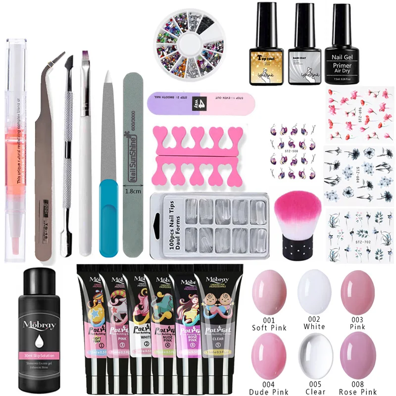 25pcs-poly gel set 26 шт./Набор для наращивания ногтей полигель набор лампа для сушки гель-лака Кисть для ногтей грунтовка для ногтей верхнее покрытие основа натуральный твердый желе акриловый полигель набор - Цвет: 25pcs-poly gel set