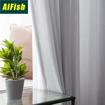 

Nordic Plain Screens Living Room Bedroom Study Curtains Wild Blackout Screens Gray Flocking Stripes Decorative Curtains WP313-3