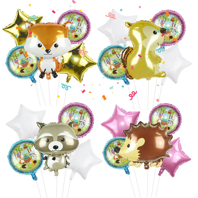 NEW Safari Jungle Theme Party Supplies Forest Animal Balloons Raccoon Fox Foil Ballon DIY Baby Shower Kids Birthday Decor Globos