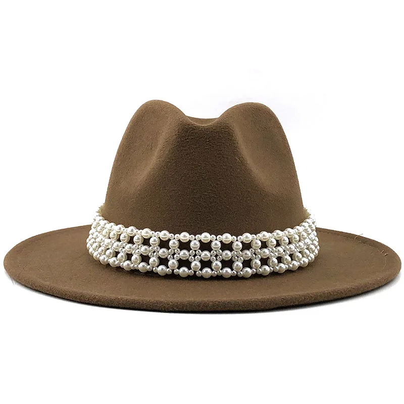 QBHAT Solid Color Wide Brim Wool Felt 