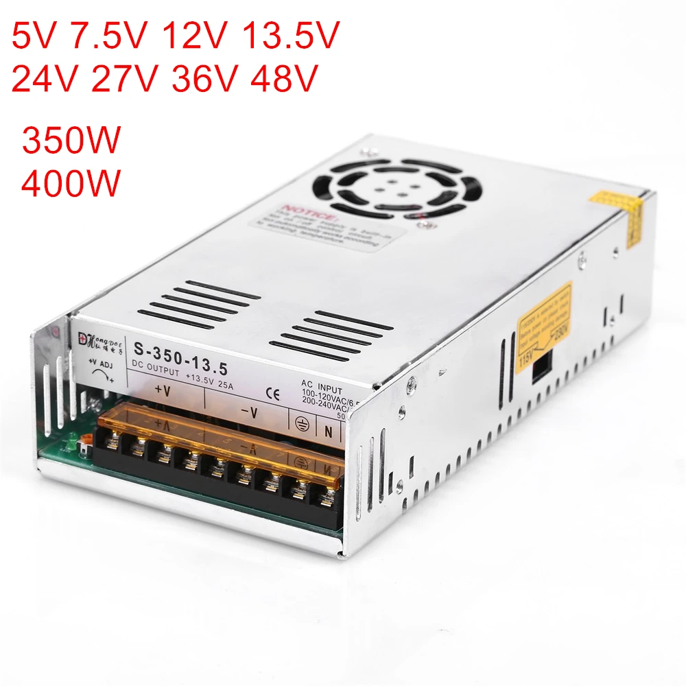 Новый светодиодный источник питания DC5V 7 5 V 12V 13 15V 24V 27V 36V 48V 360W 400W импульсный