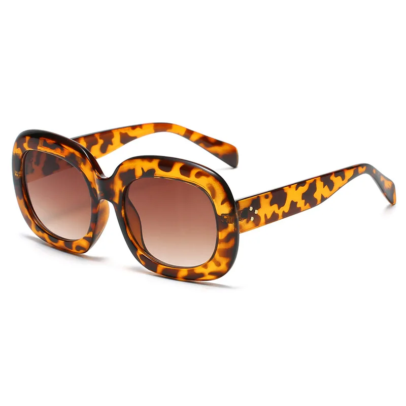 Estilo Vintage Años 70 Gafas Sol Ovaladas Retro Mujer - UV400 Marco Leopardo Lente Té Gafas Moda Nude 90