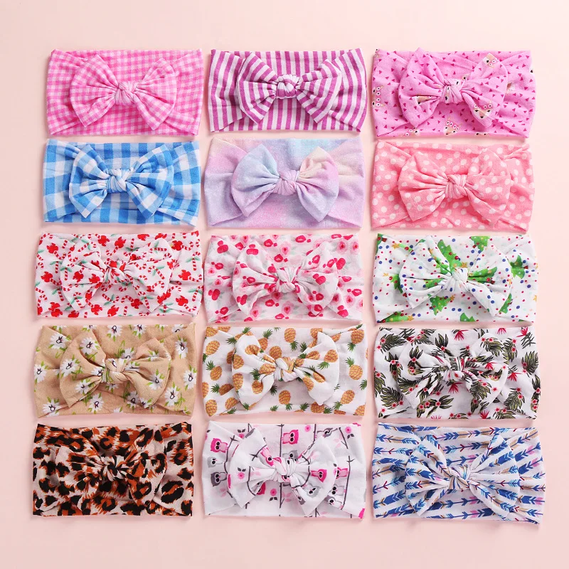 Европа и Америка новые продукты Горячая Распродажа печатных лук младенческой супер мягкая лента для волос большие ободки милые животные ананас шаблон головной убор