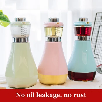 

3 Color Oiler Glass Leak-proof Squeeze Quantitative Glass Oiler Kitchen oil tank soy sauce bottle sesame oil bottle kitchen