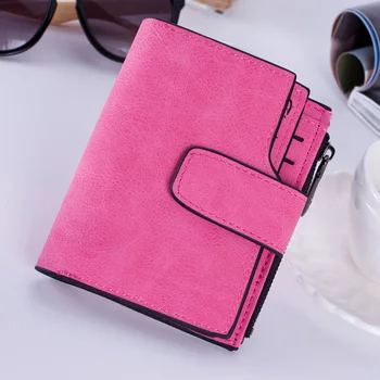 

Lady Zipper Short Clutch Wallet Solid Vintage Matte Women Wallet Fashion Small Female Short Purse Card Holder
