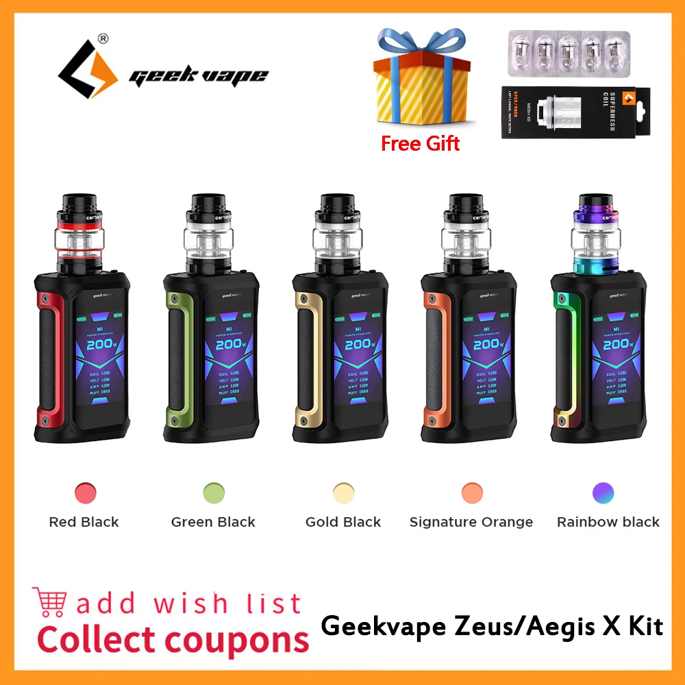 Набор Geekvape Aegis X 200 Вт 5 мл емкость Cerberus tank zeus Kit электронная сигарета вейп