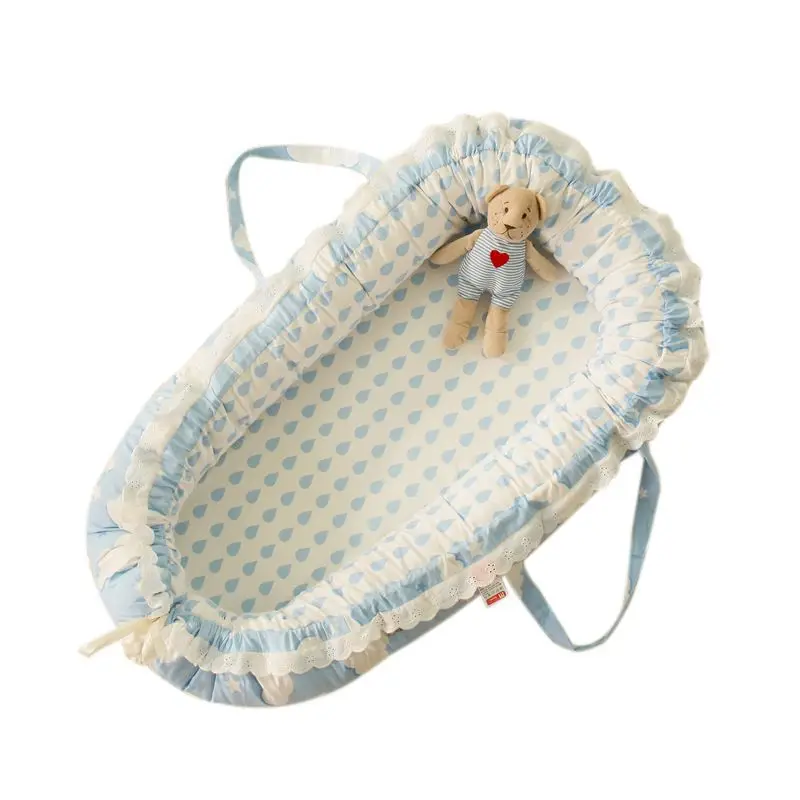 Детские постельные принадлежности, матрасы, детская люлька для кровати, портативный детский шезлонг для новорожденной кроватки, дышащее гнездо для сна, Новинка - Цвет: Небесно-голубой