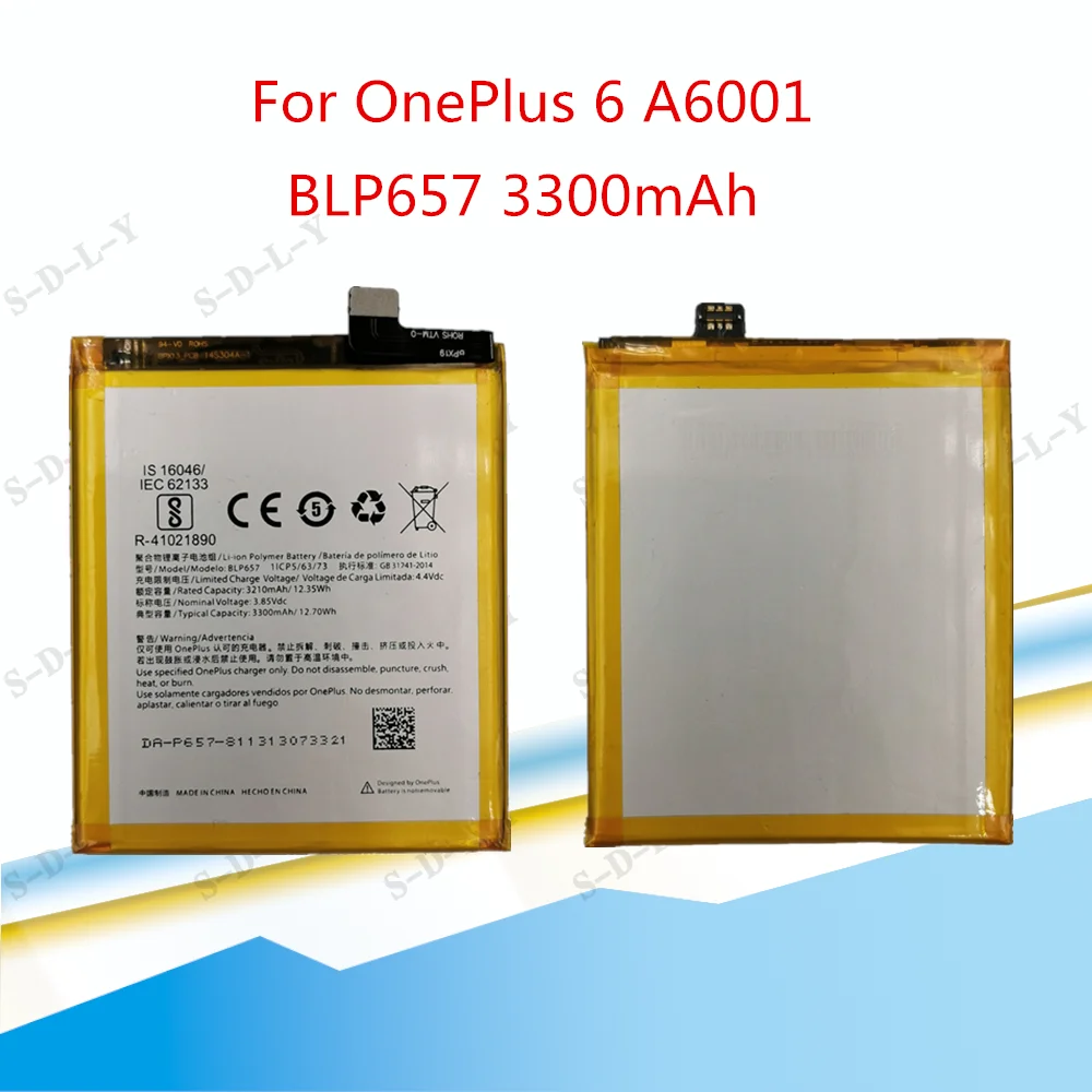Оригинальный аккумулятор для телефона BLP657 3300 мАч OnePlus 6 A6001 высококачественные