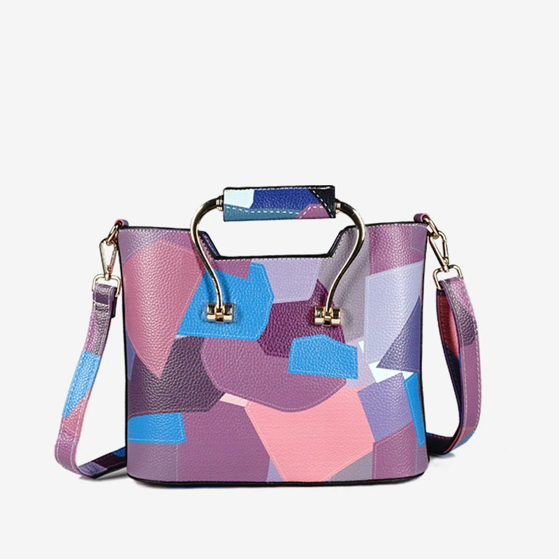 

Multicolor Patchwork Bag Contrast Bag Lady Handbag Large Crossbody Bag Messenger Bags for Women Metal Bracelet Handbag