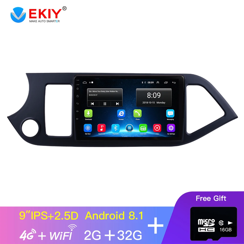 

EKIY 9'' IPS Android Car DvD GPS Multimedia Player For 2011 2012 2013 2014 KIA PICANTO Morning GPS Head Unit Wifi 4Core No 2 Din