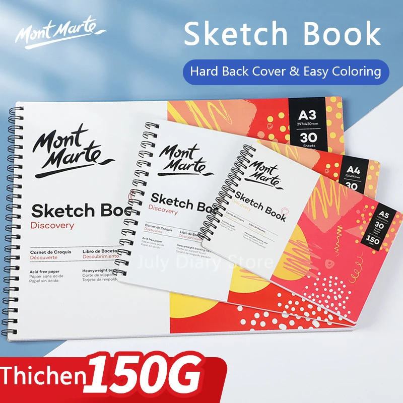 Mont Marte Spiral Coil Sketch Book A3/A4/A5 Thicken Paper 30 Sheets