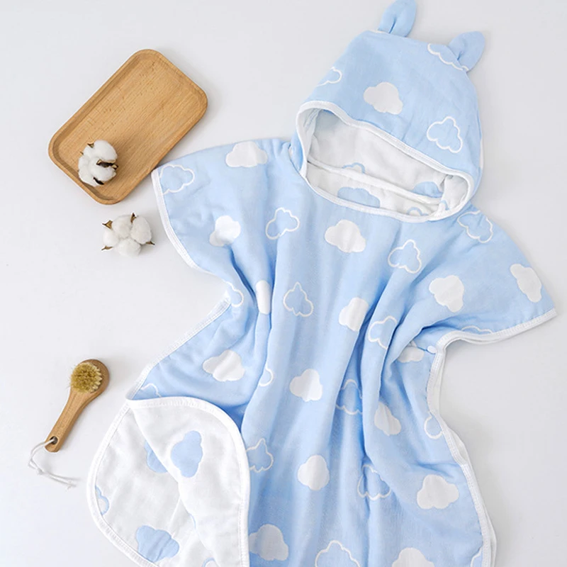 6 слоев марли с капюшоном пляжное полотенце хлопок детские накидки полотенца s мягкое пончо детские купальные вещи для малышей мочалка - Цвет: 06