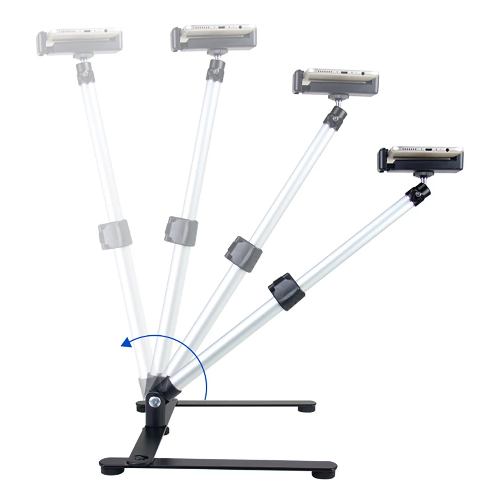  Photography Adjustable Table Top Stand Set Mini Monopod+Phone Clip Fill-In Light Bluetooth Control