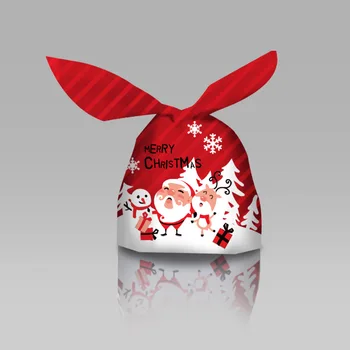 

10pcs 2021 New Year Gift Christmas Candy Gift Bag Xmas Packing Plastic Bag Christmas Decorations for Home Navidad 2020 Presents
