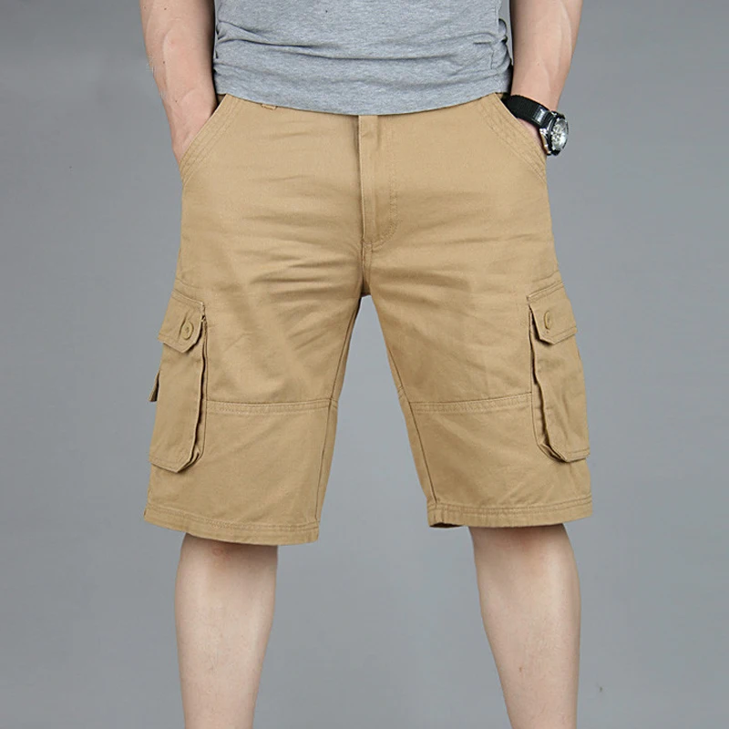 Cargo Shorts Men Summer Casual Mulit-Pocket Shorts Men Joggers Shorts Trousers Men Breathable Big Tall 42 44 46 Large Size - Цвет: Хаки
