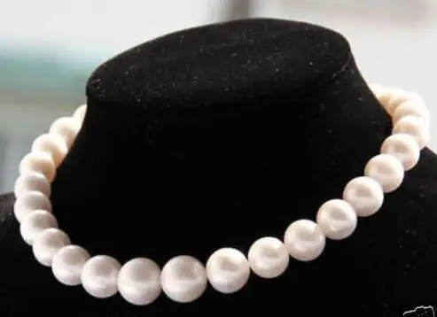 

charming AAA 18" 12-13mm real natural south sea white pearl necklace gold CLASP