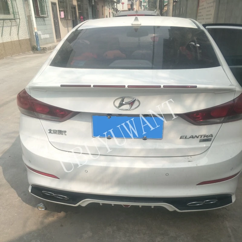 Для hyundai Elantra светодиодный светильник ABS пластик внешний задний спойлер задний багажник загрузки крыло украшение автомобиля стиль