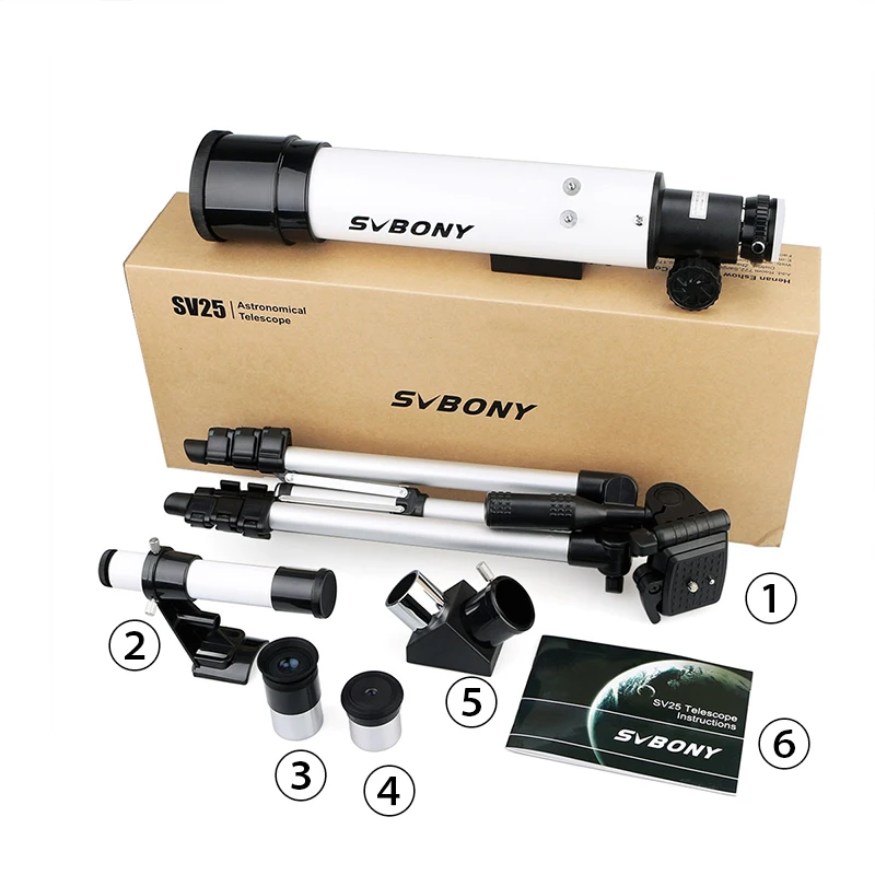 Svbony 60420 (420/60mm) Astronomical Refractor Telescope Monocular for Kids School w/ Cell Phone Mount Adapter F9304