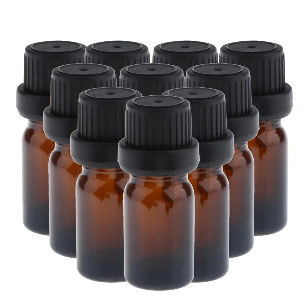 10pcs Glass Essential Oil Bottle Euro Droppers Perfume Cosmetic Liquid Vials