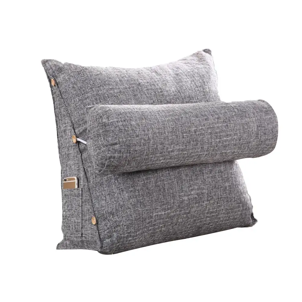 

Cotton And Linen Cushions Solid Color Simple Office Waist Bedroom Pillow Headrest Backrest Neck Cushion Triangle Pillow