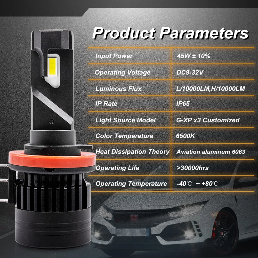 2PCS H15 LED bulbs White Canbus LED High Beam with DRL For Audi A1