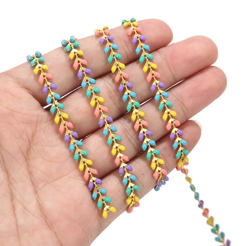 

2 feet Enamel Brass Chevron Chain 6MM Gold Plated Arrow Chains for Anklet Necklace Bracelet Jewelry Making Findings