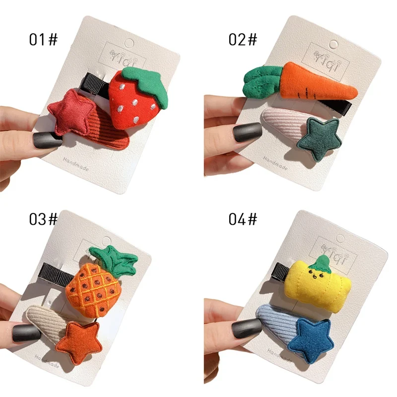 Girls Hair Pin BB Princess Tiara Baby Card Clip Fruit Stars Strawberry Carrot Pineapple Pumpkin Series Hairpin Hair Accessories
