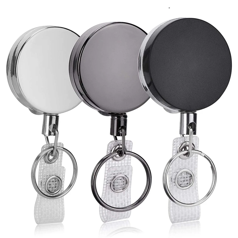 

Badge Holder Reel Clip Retractable, 3 Pcs Heavy Duty Retractable Badge Reels with Keyrings and ID Holder Strap for Name Card Key