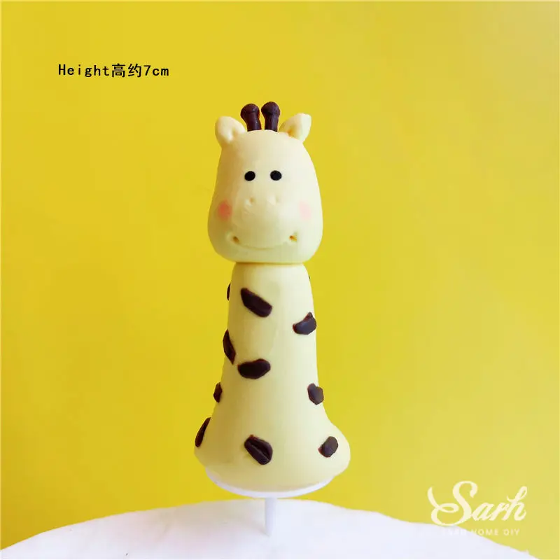 Giraffe Панда, лиса, пятнистый олень, топпер для торта, войлочные деревья, гриб, украшение на день рождения, для свадьбы, Детские вечерние принадлежности для выпечки, милые подарки - Цвет: Giraffe