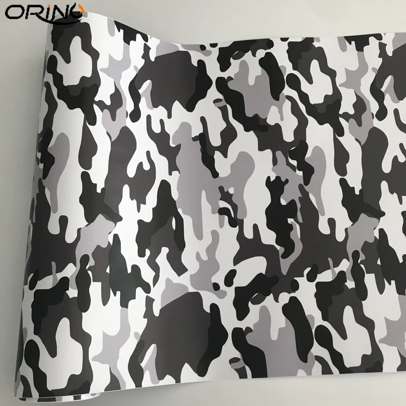 Black Grey White Camouflage Vinyl Wrap Sticker-6
