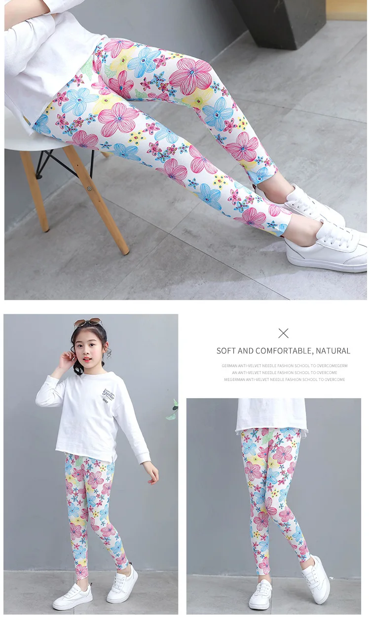 2-7 Years Girls Leggings Kids Casual Floral Pencil Pants Cute