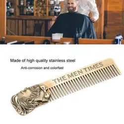 Retro Oil Head Comb Stainless Steel Men's Beard Comb Anti-static Portable Pocket Shaving Back Aircraft Hair Comb Tattoo Supplies