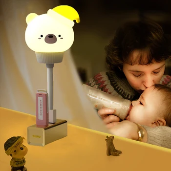 LED Chlidren USB Night Light Cute Cartoon Night Lamp Bear Remote Control for Baby Kid Bedroom Decor Bedside Lamp Christmas Gift 2