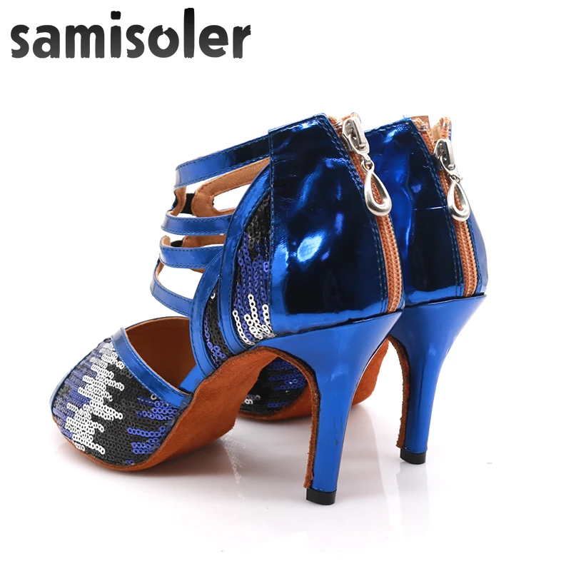 Samisoler/Обувь для латинских танцев; цвета радуги; яркая женская обувь из искусственной кожи для сальсы; Элегантная Обувь для бальных танцев; мягкая танцевальная обувь на каблуке для танго