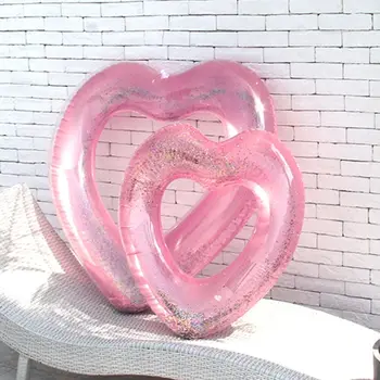 

Love Heart Inflatable Pool Rose Gold Glitter Swim Ring Swimming Tool