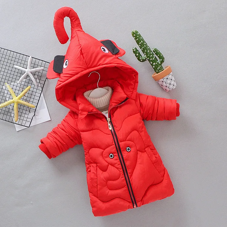 Детское зимнее новое пальто плотное теплое пальто для девочек, куртка детское мягкое модное пальто с абстрактным рисунком слона для детей от 1 до 5 лет