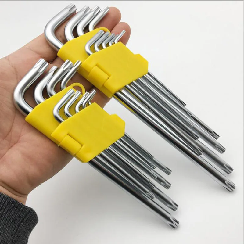 9 шт. гаечный ключ l-образная Слива шестигранный Torx ключ Звездочка гаечный ключ набор короткий Стильный прибор ремонт велосипеда ручная отвертка T10T15