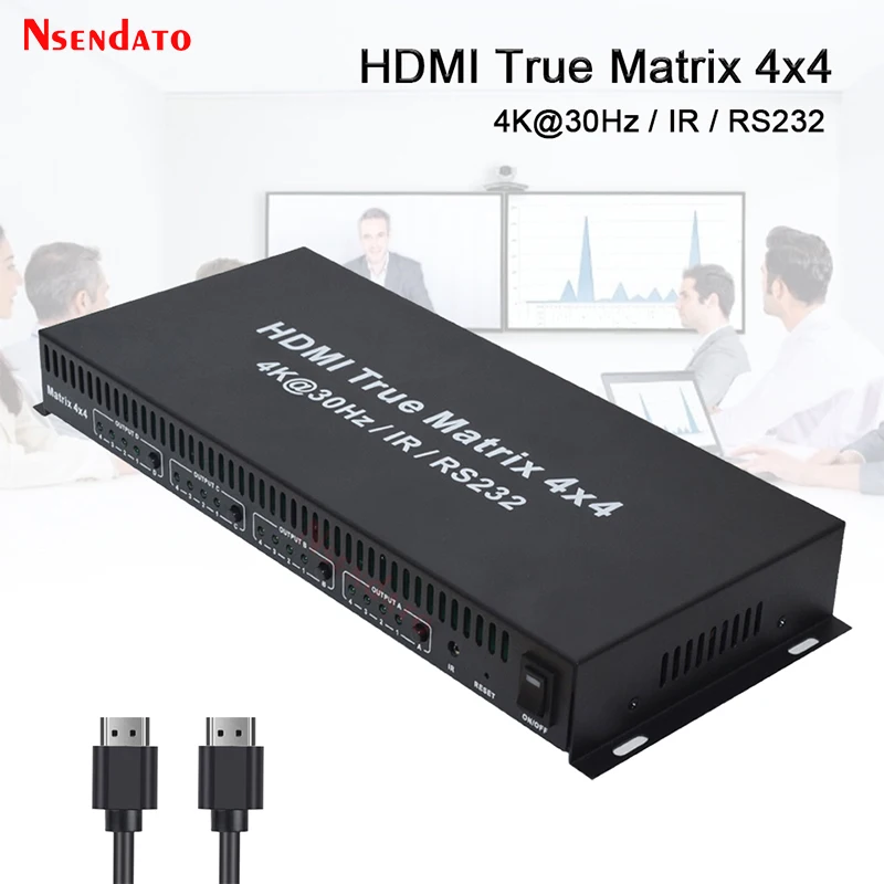 

HDMI True Matrix 4x4 4K 30Hz Switch Splitter 4 In 4 Out HDMI Audio Extractor Switcher Adapter with RS232 For PS4 HDTV Computer