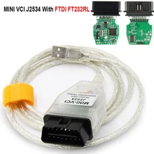 Mini vc v15.00.028 minivci ftdi para toyota tis techstream para j2534 obd obd2 diagnóstico do carro cabel MINI-VCI cabo