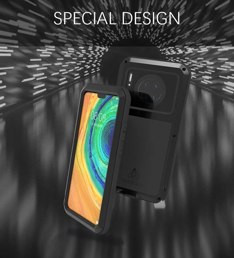 Mate 30 LOVE MEI Gorilla glass Защитный металлический противоударный чехол для huawei mate 30 алюминиевый водонепроницаемый чехол
