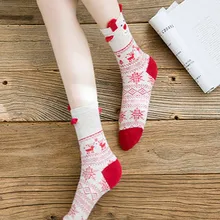 Три пары женских рождественских носков с принтом носков Санты, лося, снеговика, женские повседневные милые домашние носки-тапочки, calcetines Mujer