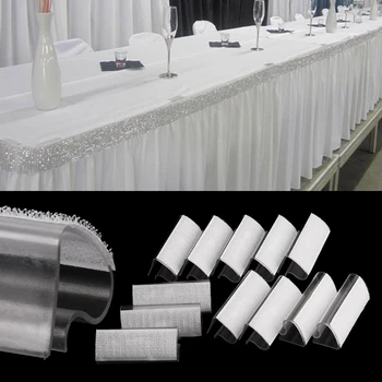 

12Pcs Camping Picnic Party Plastic Table Cloth Cover Skirt Clips Holder Clamps