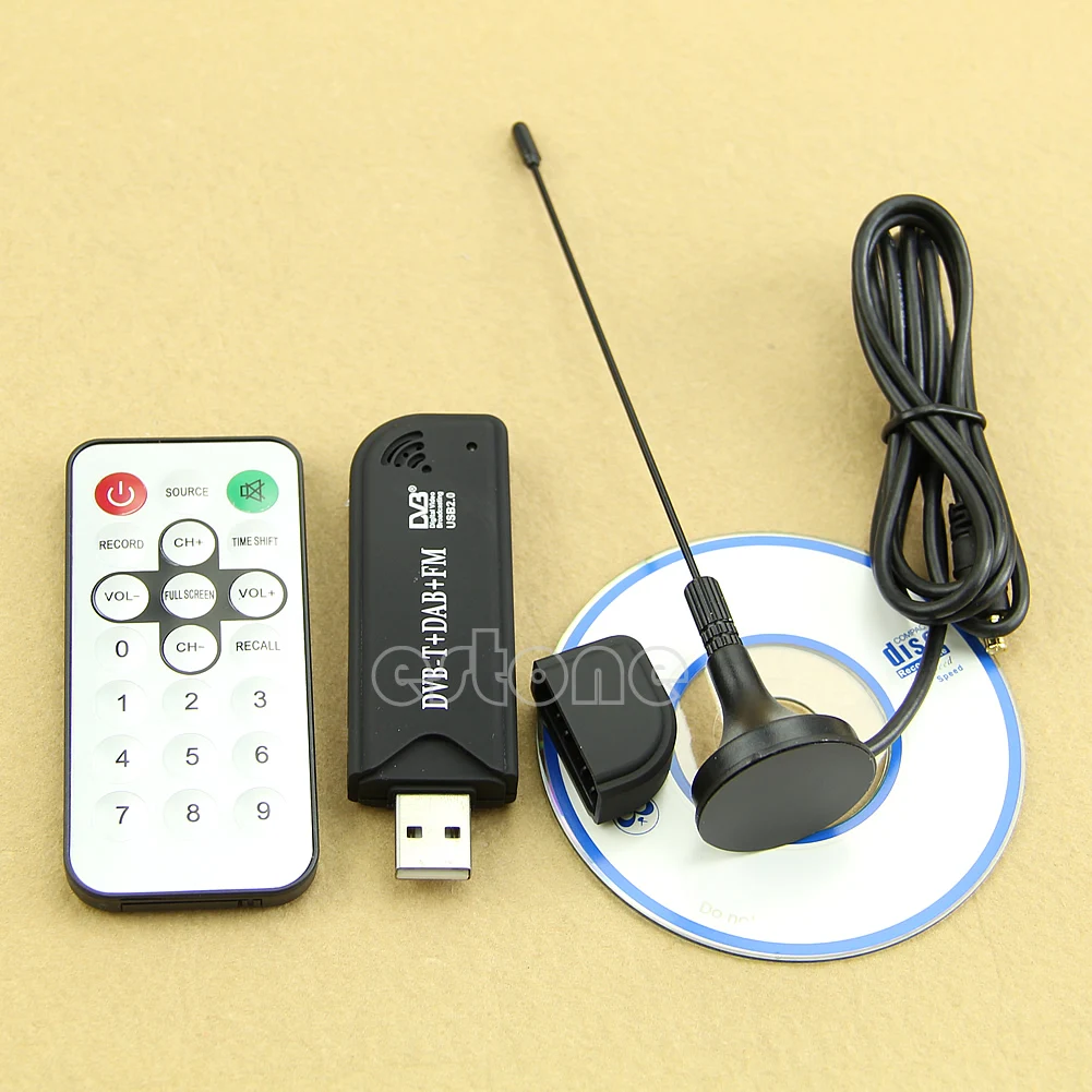 Universial Digital USB2.0 HD TV FM + DAB DVB-T RTL2832U + FC0012 Поддержка SDR тюнер приемник палка - изображение