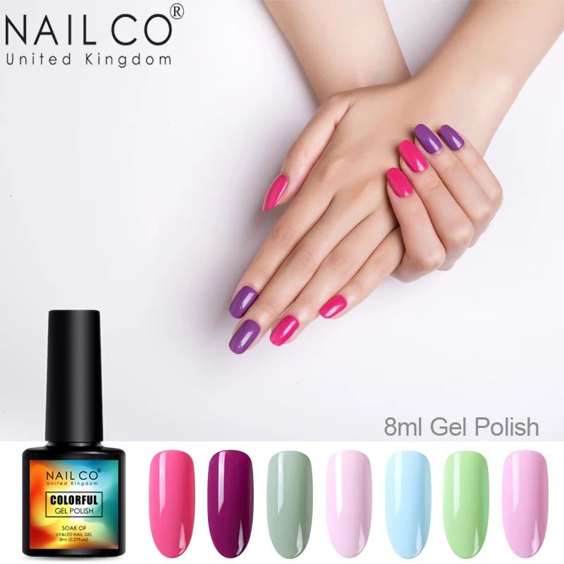 NAILCO Новый 8 мл 130 цветов светодиодный Гель лак для ногтей УФ гель салонный