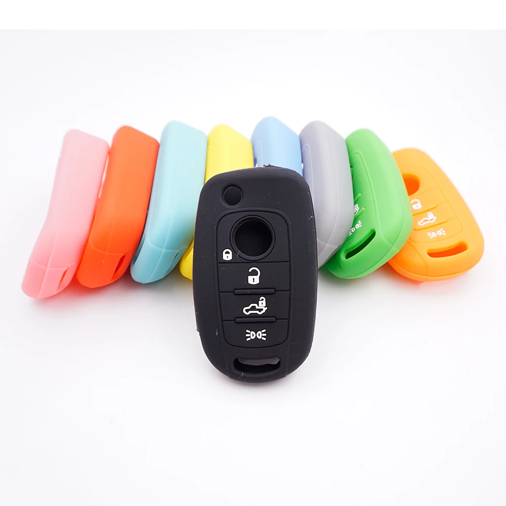 Cocolockey Silicone Car Key Cover Fob Case Fit For Fiat 500x 4buttons ...