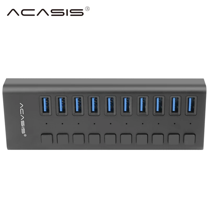  USB 30 Hub 10 puertos 12V 4A adaptador de corriente USB HUB 30 cargador con interruptor Multi USB d