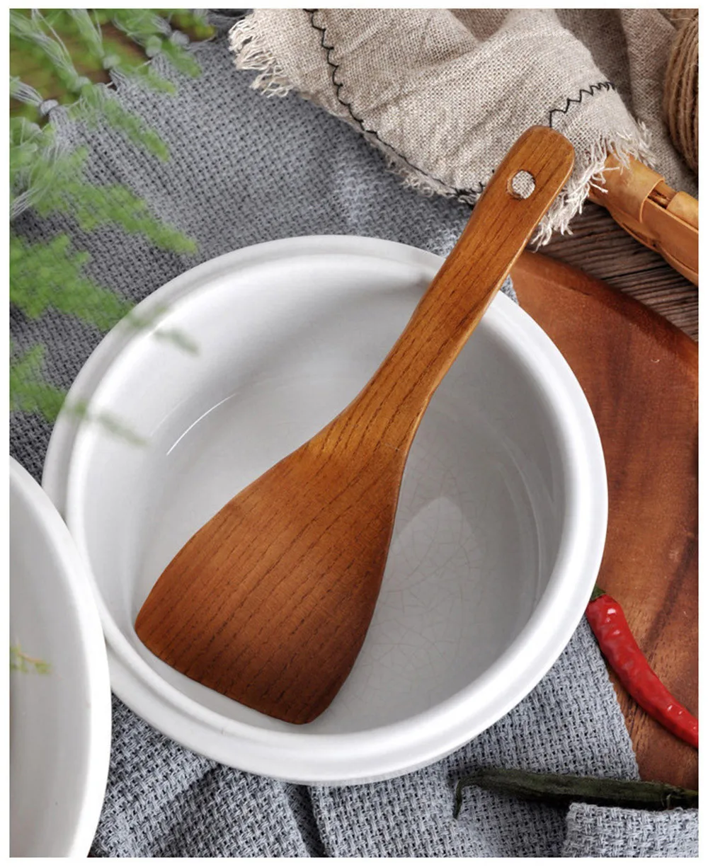 Long Wooden Cooking Rice Scoop Spatula Wood rice spoon Household Kitchen Utensil Non-stick Hand Wok Shovel Kitchen Tools