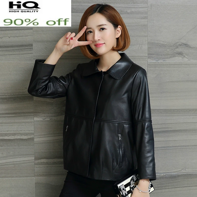 Genuine Leather Montone Jacket Women Natural Sheepskin Coat Female Plus