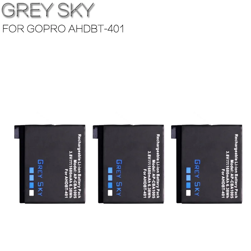 3 battery Для GoPro Hero 4 Hero4 батарея+ светодиодный зарядное устройство для go pro AHDBT-401 HERO4 черный серебристый аксессуары для экшн-камеры - Цвет: 3 battery